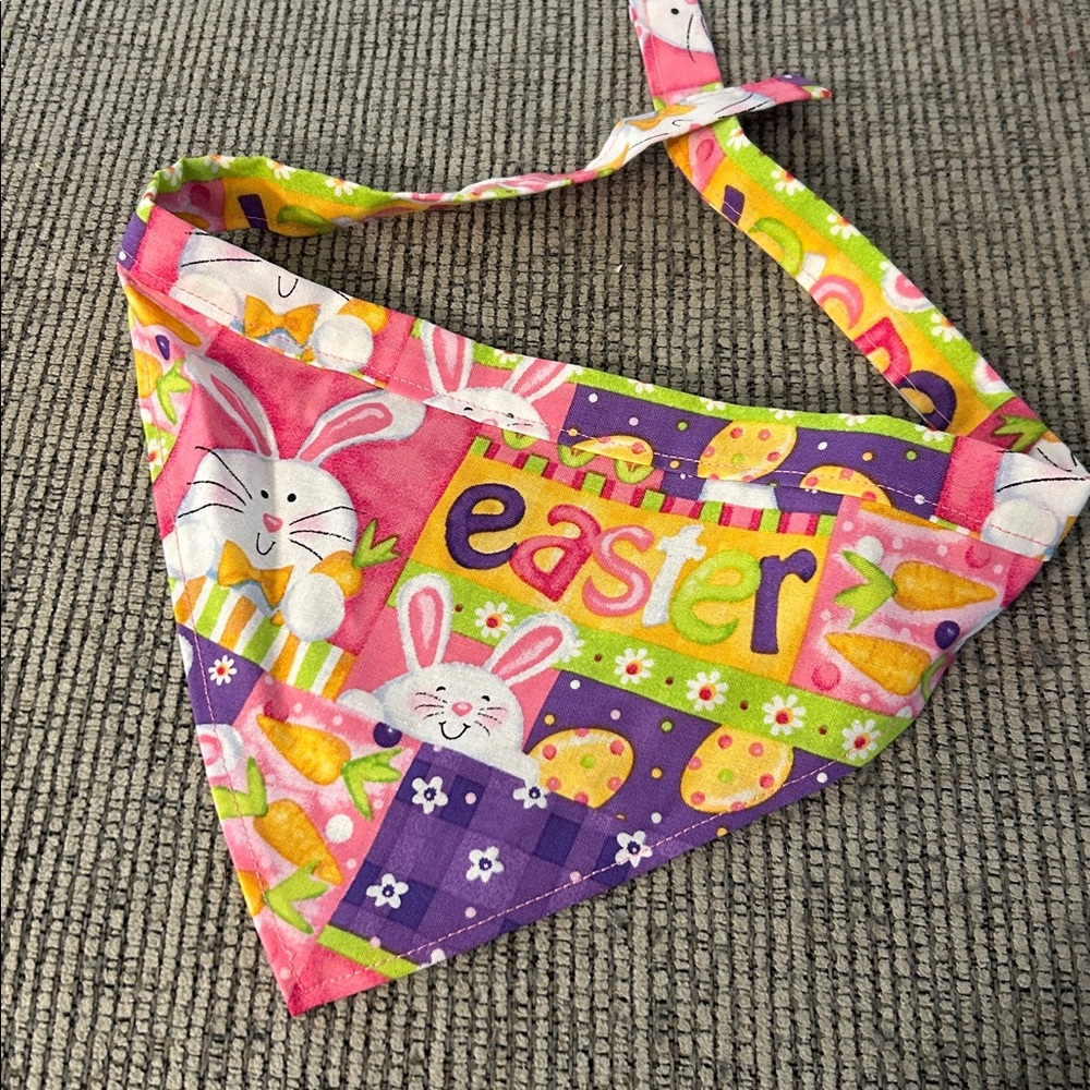 dog bandana NEW eaatee print handmade bunny rabbits carrots eggs neckerchief